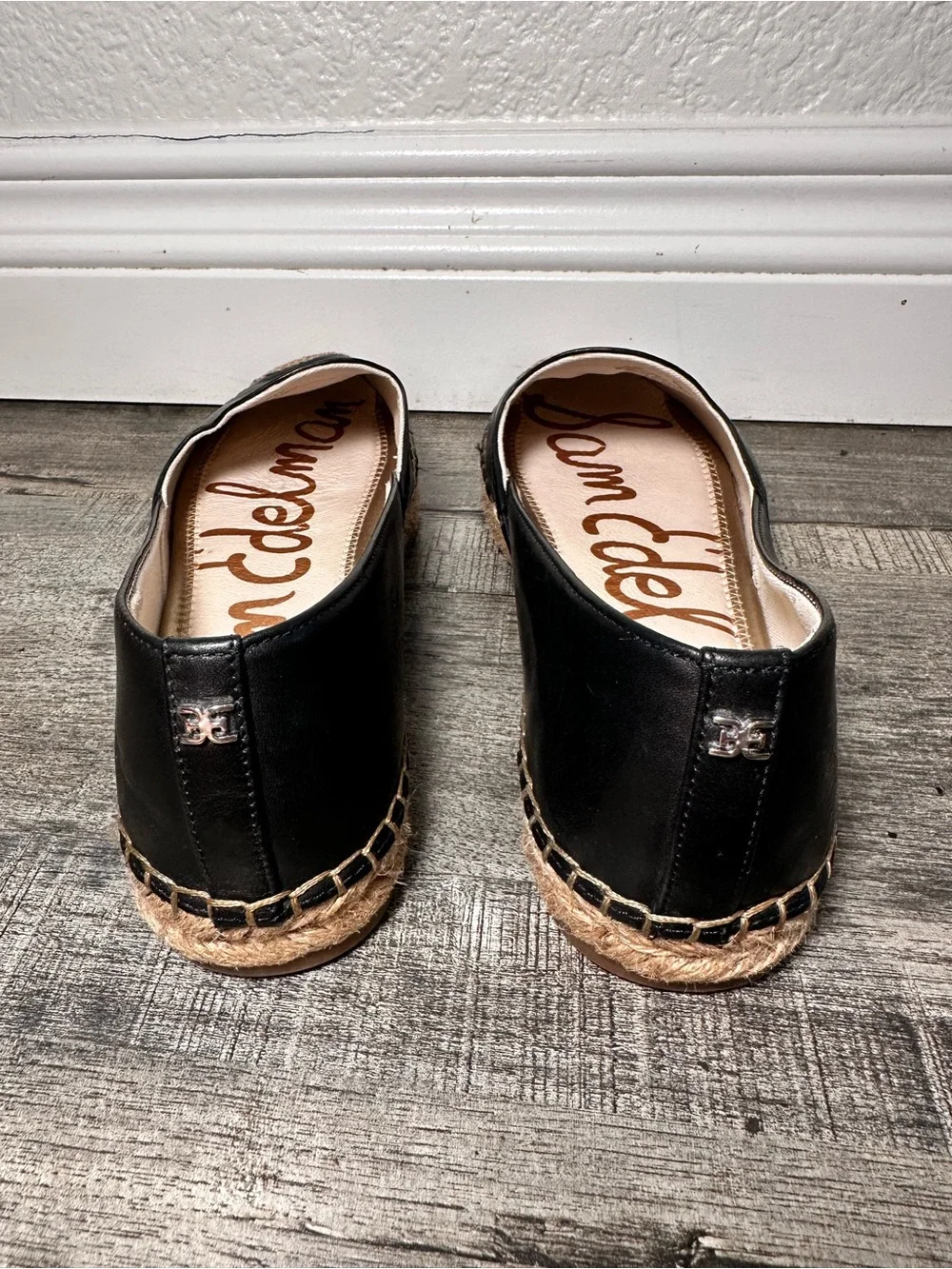 Sam Edelman Black Leather Espadrille Flats